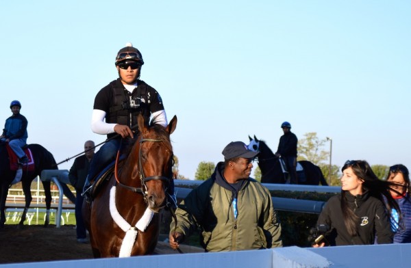 Borell (far right) and Runhappy after a workout last week.