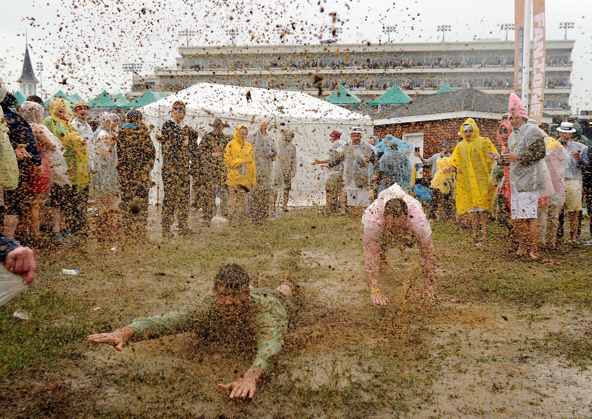 This is the tamest picture of the Kentucky Derby infield online. (Getty)