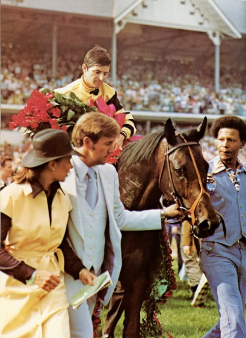 1977 winner Seattle Slew with jockey Jean Cruguet.