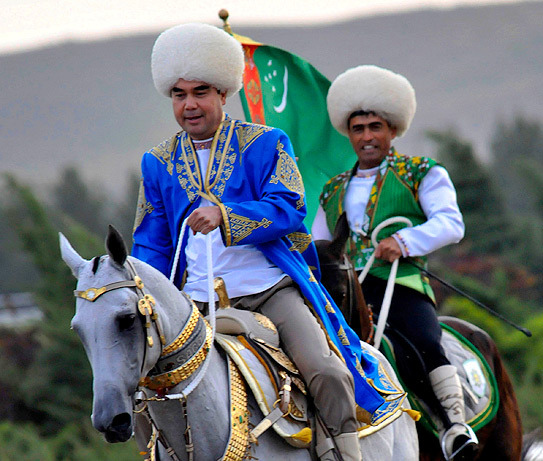 President Gurbanguly Berdymukhamedov doing what he do. (AP Photo)